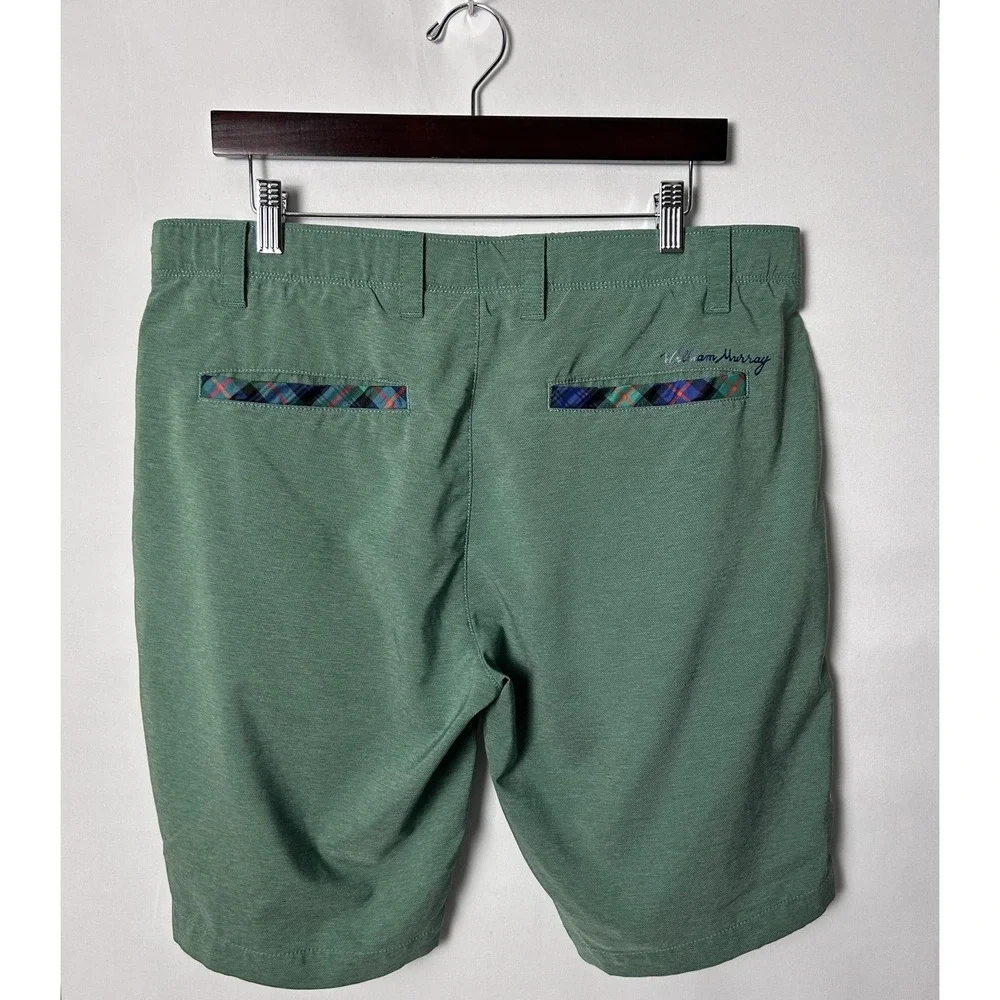 William Murray Shorts Mens 36 Green Straight Fit Golf Chino Stretch Casual - Picture 3 of 8